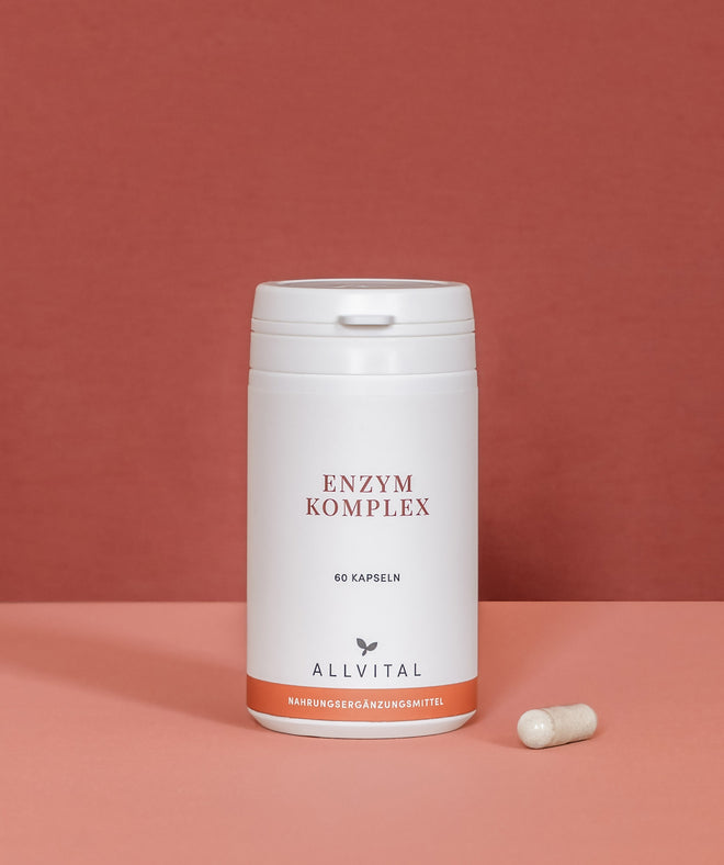 Allvital Enzym Komplex enthält die Verdauungsenzyme Amylase, Protease, Lactase, Lipase und Cellulase sowie sekundäre Pflanzenstoffe und Bitterstoffe. Allvital Enzym Komplex enthält die Verdauungsenzyme Amylase, Protease, Lactase, Lipase und Cellulase sowie sekundäre Pflanzenstoffe und Bitterstoffe.