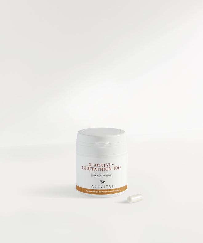 S-Acetyl-Glutathion 100 von Allvital. Zum schutz vor freien Radikalen. S-Acetyl-Glutathion 100 von Allvital. Zum schutz vor freien Radikalen.