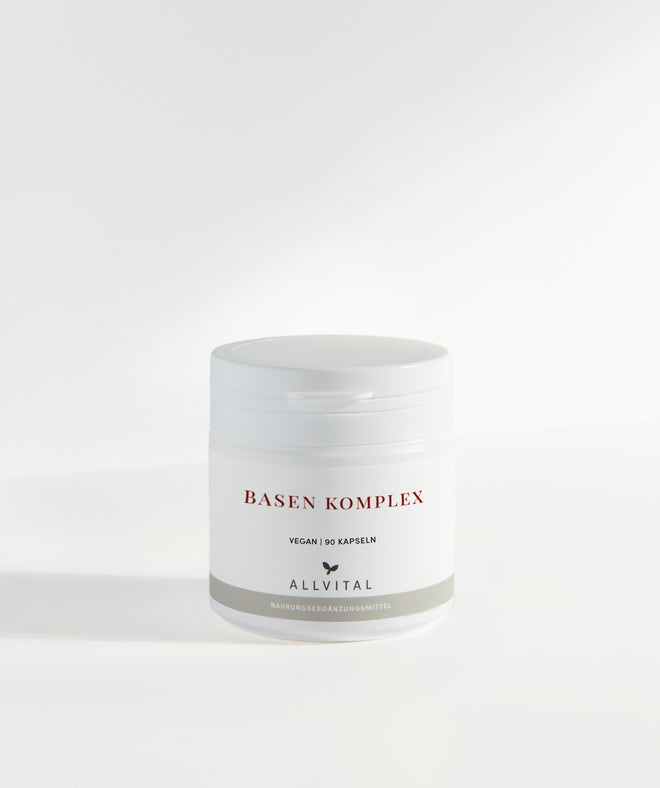 Allvital Basen Komplex enthält basische Mineralstoffverbindungen aus Calcium, Natrium und Magnesium für einen gesunden Säure-Basen-Haushalt. Allvital Basen Komplex enthält basische Mineralstoffverbindungen aus Calcium, Natrium und Magnesium für einen gesunden Säure-Basen-Haushalt.