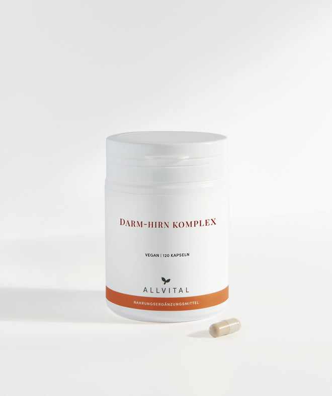 Allvital Darm-Hirn Komplex enthält L-Glutamin, Cholin und sekundäre Pflanzenstoffe aus der Katzenkralle und Lapacho. Für eine gesunde Darm- und Gehirnfunktion. Allvital Darm-Hirn Komplex enthält L-Glutamin, Cholin und sekundäre Pflanzenstoffe aus der Katzenkralle und Lapacho. Für eine gesunde Darm- und Gehirnfunktion.