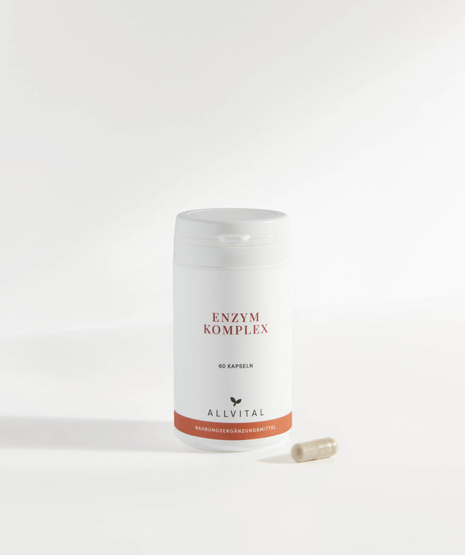 Allvital Enzym Komplex enthält die Verdauungsenzyme Amylase, Protease, Lactase, Lipase und Cellulase sowie sekundäre Pflanzenstoffe und Bitterstoffe. Allvital Enzym Komplex enthält die Verdauungsenzyme Amylase, Protease, Lactase, Lipase und Cellulase sowie sekundäre Pflanzenstoffe und Bitterstoffe.