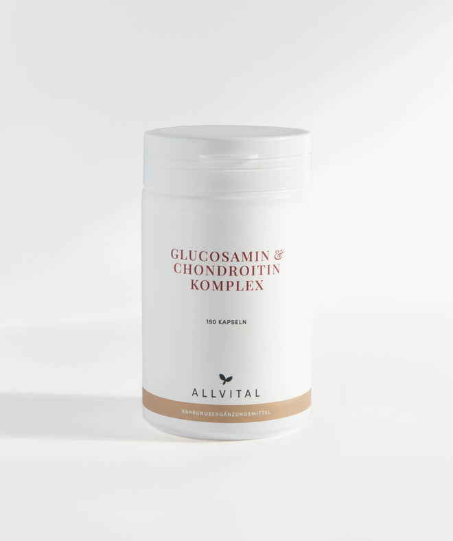 Allvital Glucosamin und Chondroitin Komplex unterstützt die Kollagenbildung und wird ergänzt mit MSM, der Aminosäure L-Lysin und den Vitaminen C, D3 und B12. Allvital Glucosamin und Chondroitin Komplex unterstützt die Kollagenbildung und wird ergänzt mit MSM, der Aminosäure L-Lysin und den Vitaminen C, D3 und B12.