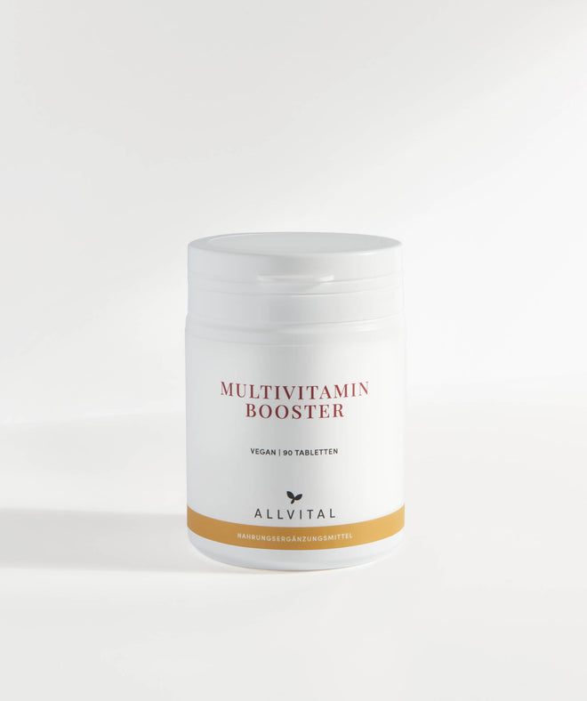 Allvital Multivitamin Booster vegan. Multivitaminpräparat für den Zellschutz mit Vitaminen, Mineralien, Spurenelementen, Aminosäuren und Antioxidantien.  Allvital Multivitamin Booster vegan. Multivitaminpräparat für den Zellschutz mit Vitaminen, Mineralien, Spurenelementen, Aminosäuren und Antioxidantien.