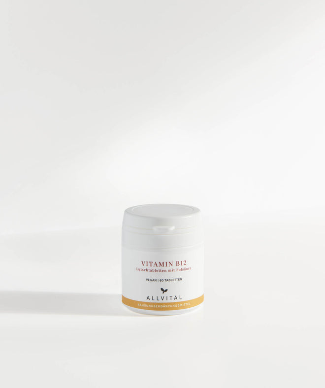 Allvital Vitamin B12. Hochdosiertes Vitamin B12 mit Folsäure und Biotin als Lutschtablette. Für ein gesundes Nervensystems und einer gesunden Psyche. Allvital Vitamin B12. Hochdosiertes Vitamin B12 mit Folsäure und Biotin als Lutschtablette. Für ein gesundes Nervensystems und einer gesunden Psyche.