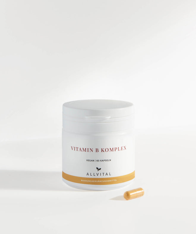 Allvital Vitamin B Komplex. Hochdosierte Kombination aller acht B-Vitamine. Zur Verringerung von Müdigkeit und Stress. Für eine gesundes Nervensystem. Allvital Vitamin B Komplex. Hochdosierte Kombination aller acht B-Vitamine. Zur Verringerung von Müdigkeit und Stress. Für eine gesundes Nervensystem.