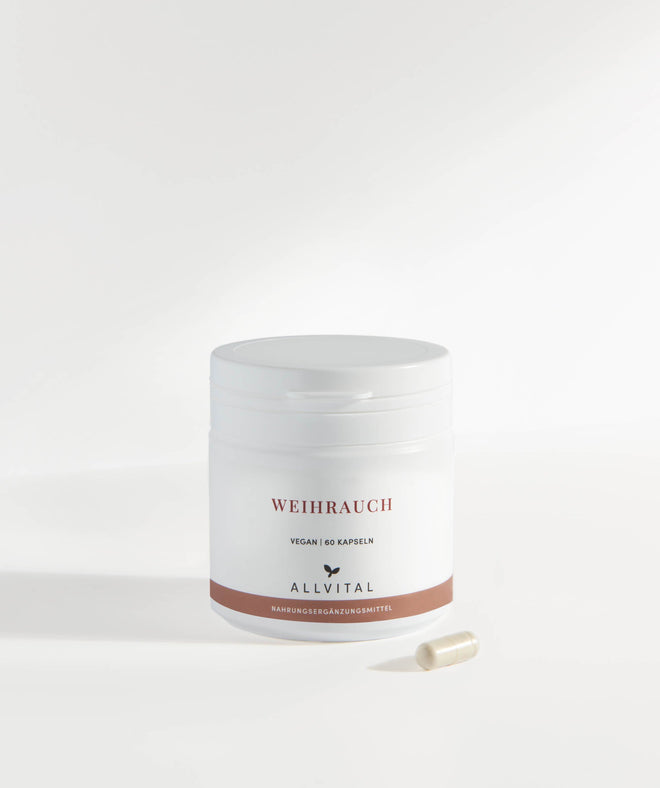 Allvital Weihrauch vegan enthält Boswellia Serrata-Extrakt mit 85% Boswelliasäuren. Zur Beruhigung und Stabilisierung des Nervensystems. Allvital Weihrauch vegan enthält Boswellia Serrata-Extrakt mit 85% Boswelliasäuren. Zur Beruhigung und Stabilisierung des Nervensystems.