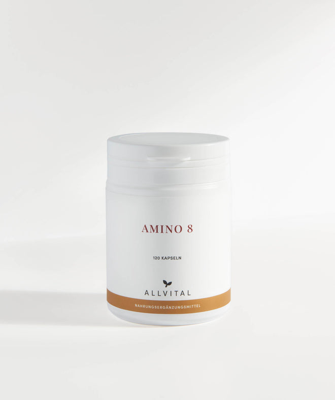 Allvital Amino 8 enthält alle 8 essentiellen Aminosäuren. Aminosäuren sind die Bausteine aller Proteine. Unterstützung von Muskelwachstum. 